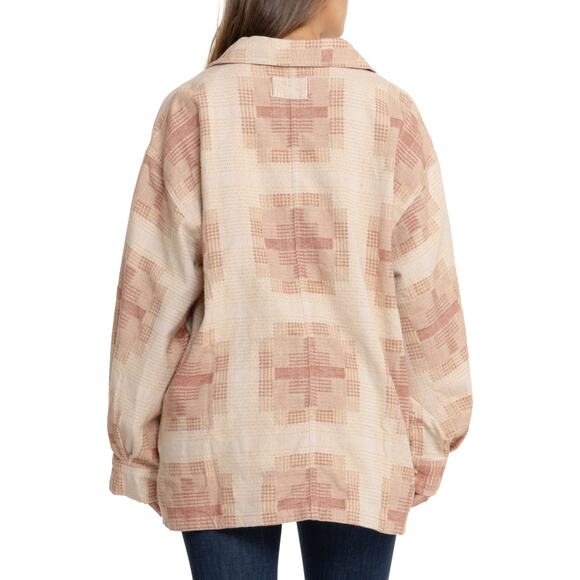 Free People Plaid Jacket in Beige and Pink - Picture 4 of 4